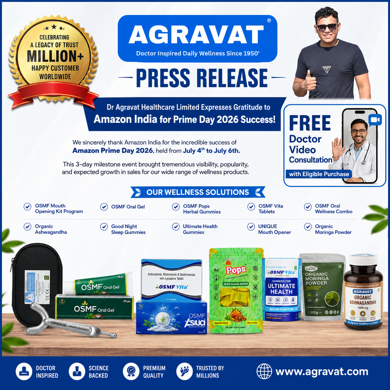 Dr Agravat Healthcare Limited Expresses Gratitude to Amazon India Following a Successful Prime Day 2026