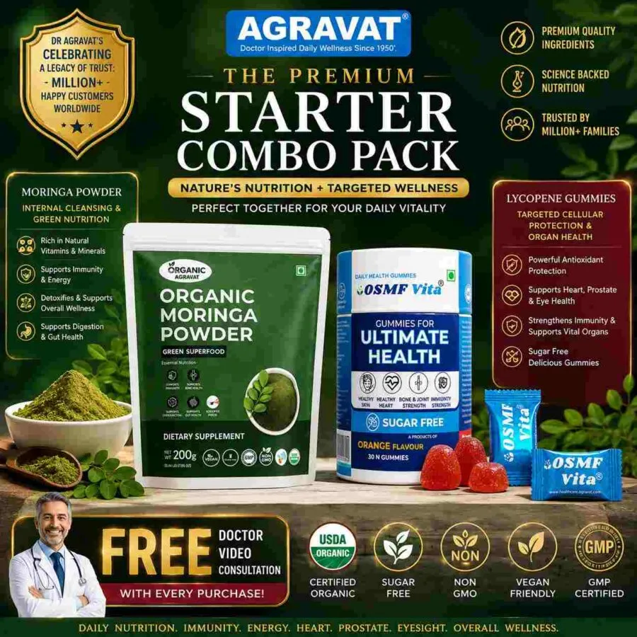 Ultimate Health Gummies and Organic Moringa Powder AGRAVAT Premium Starter Combo Pack