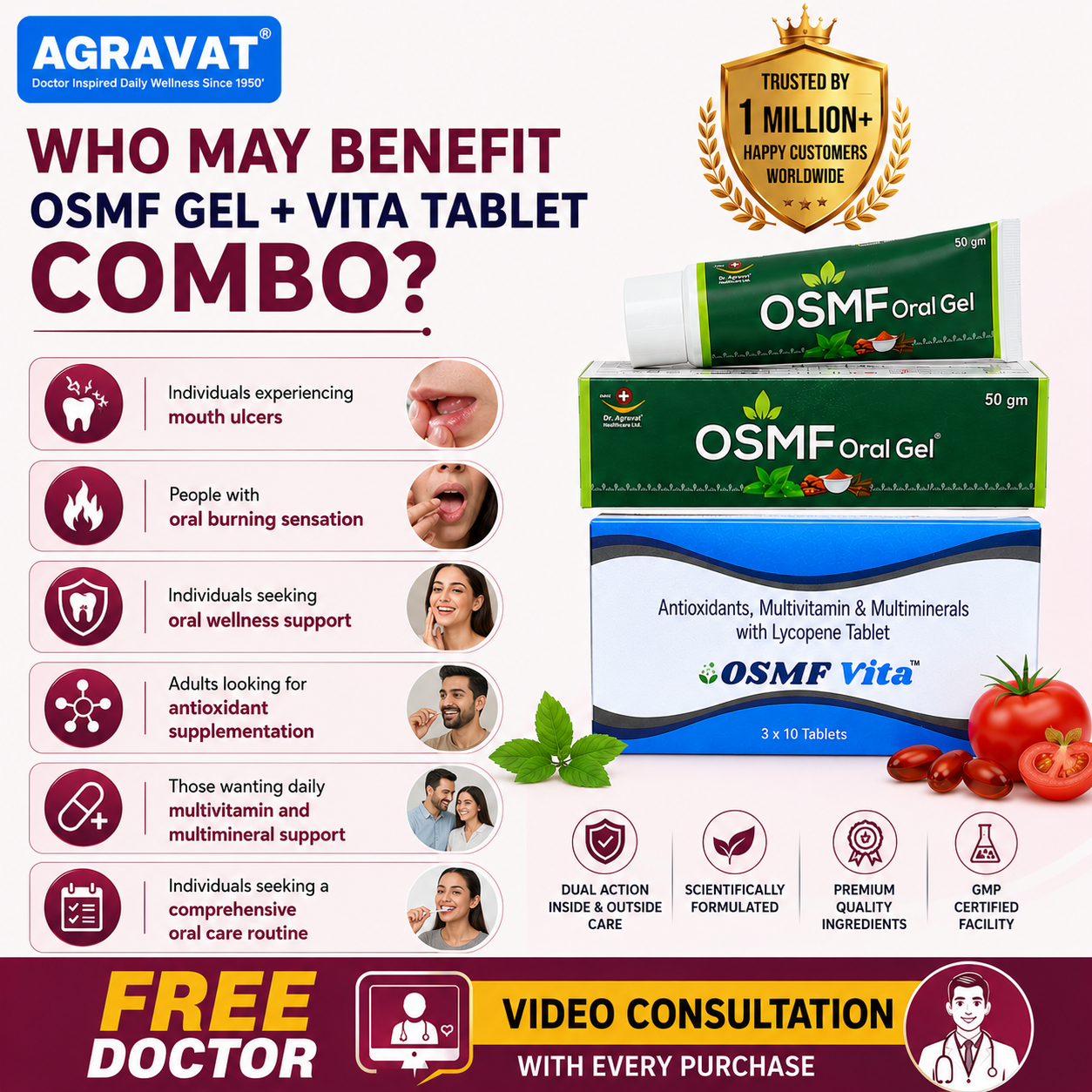 WHO MAY BENEFIT OSMF GEL+ VITA TABLET COMBO