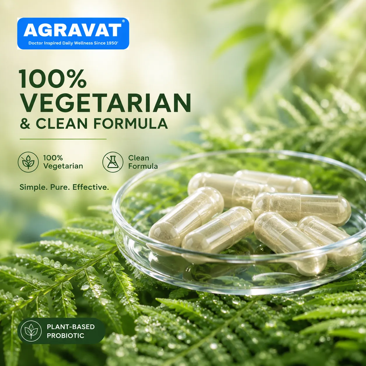 5 100% Vegetarian & Clean Formula Probiotic AGRAVAT
