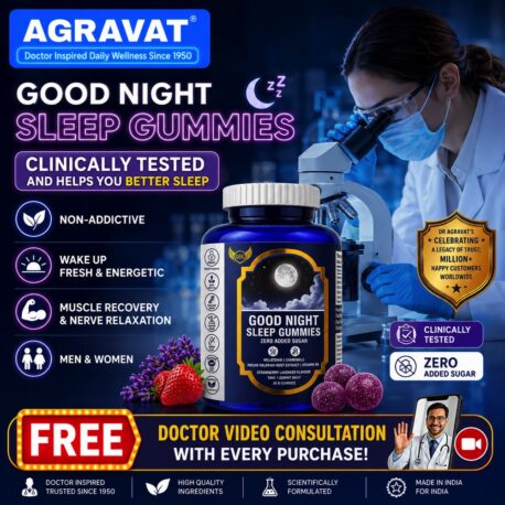 Clinically Tested & helps you Better Sleep AGRAVAT® melatonin Gummies