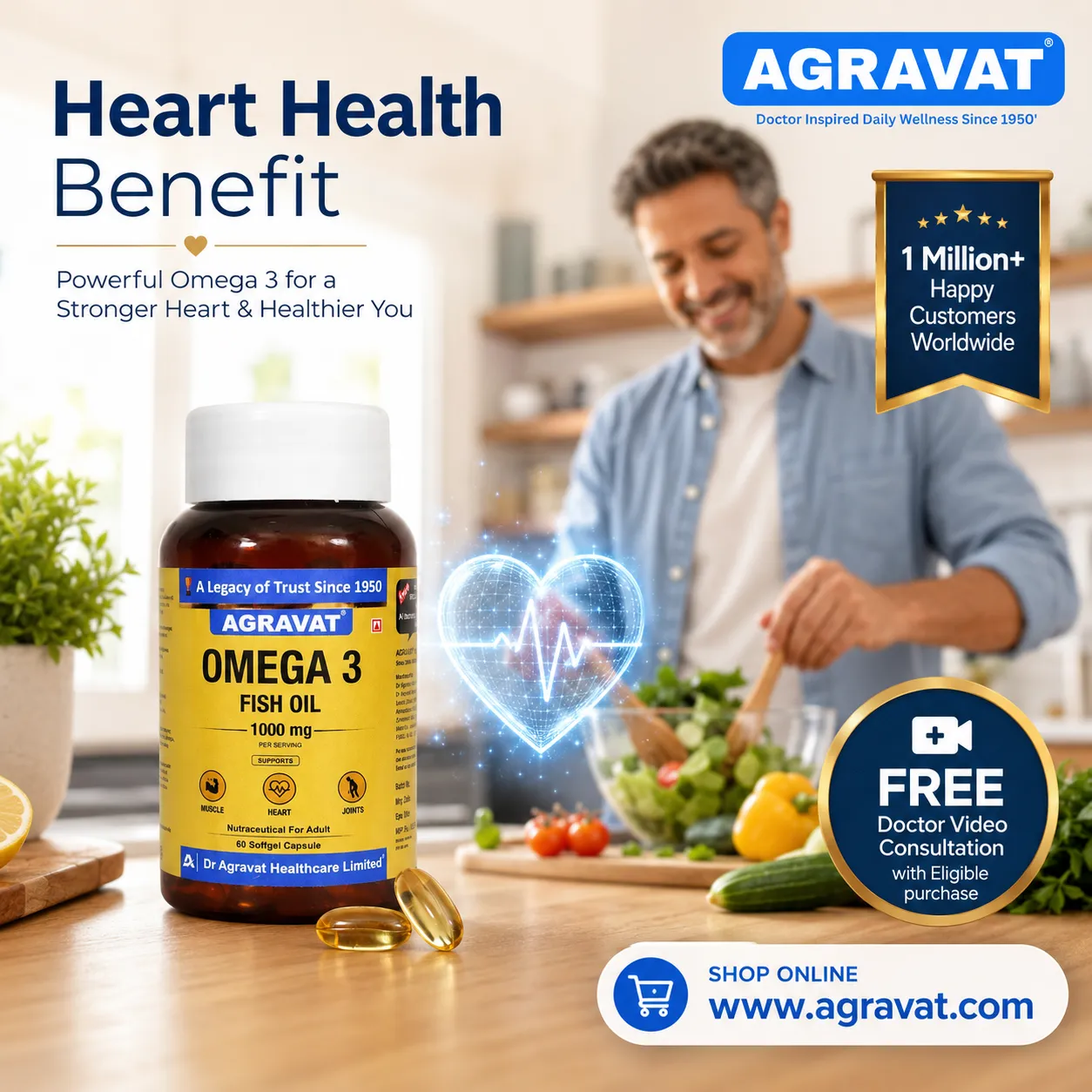 Heart Health Benefit Omega 3 Fish Capsule AGRAVAT Ahmedabad, Gujarat, India_5