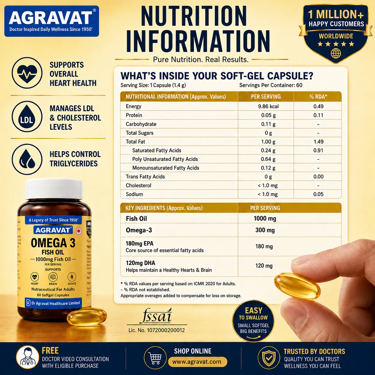 NUTRITION INFORMATION Omega 3 Fish Capsule AGRAVAT Ahmedabad, Gujarat, India_3