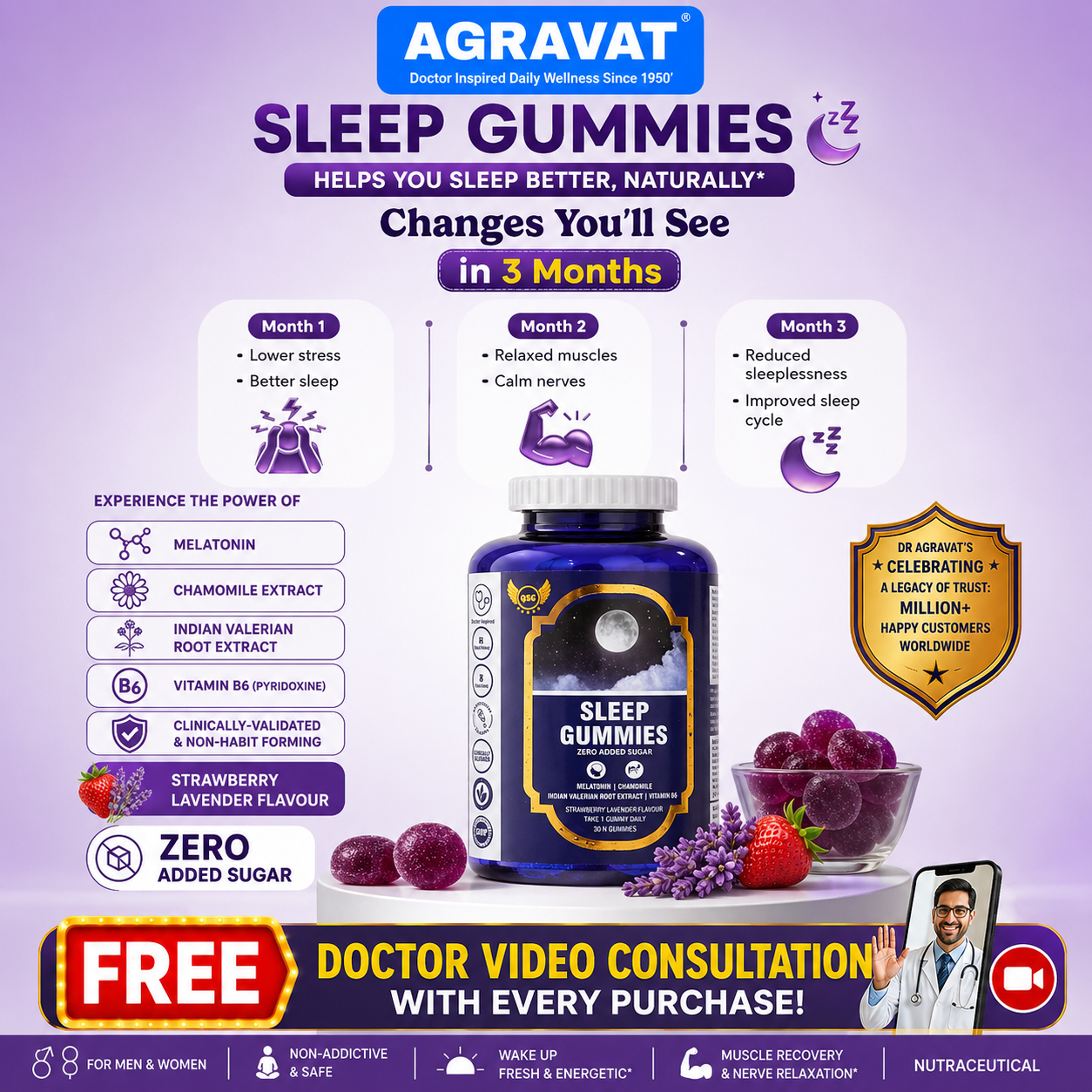 Result of AGRAVAT® Melatonin Good Night Sleep Gummies sugar Free, Chamomile Extract, VITAMIN B6.png