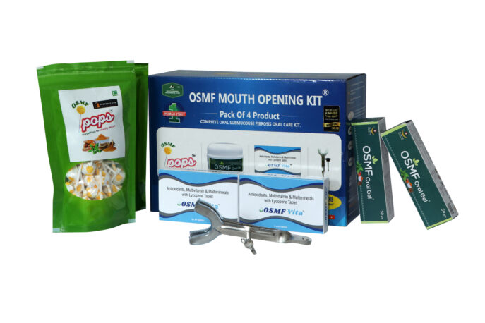 OSMF Mouth Opening Kit® with OSMF Pops, Oral Gel, OSMF Tablets and UNIQUE Mouth Opener – Pack of 4 Products