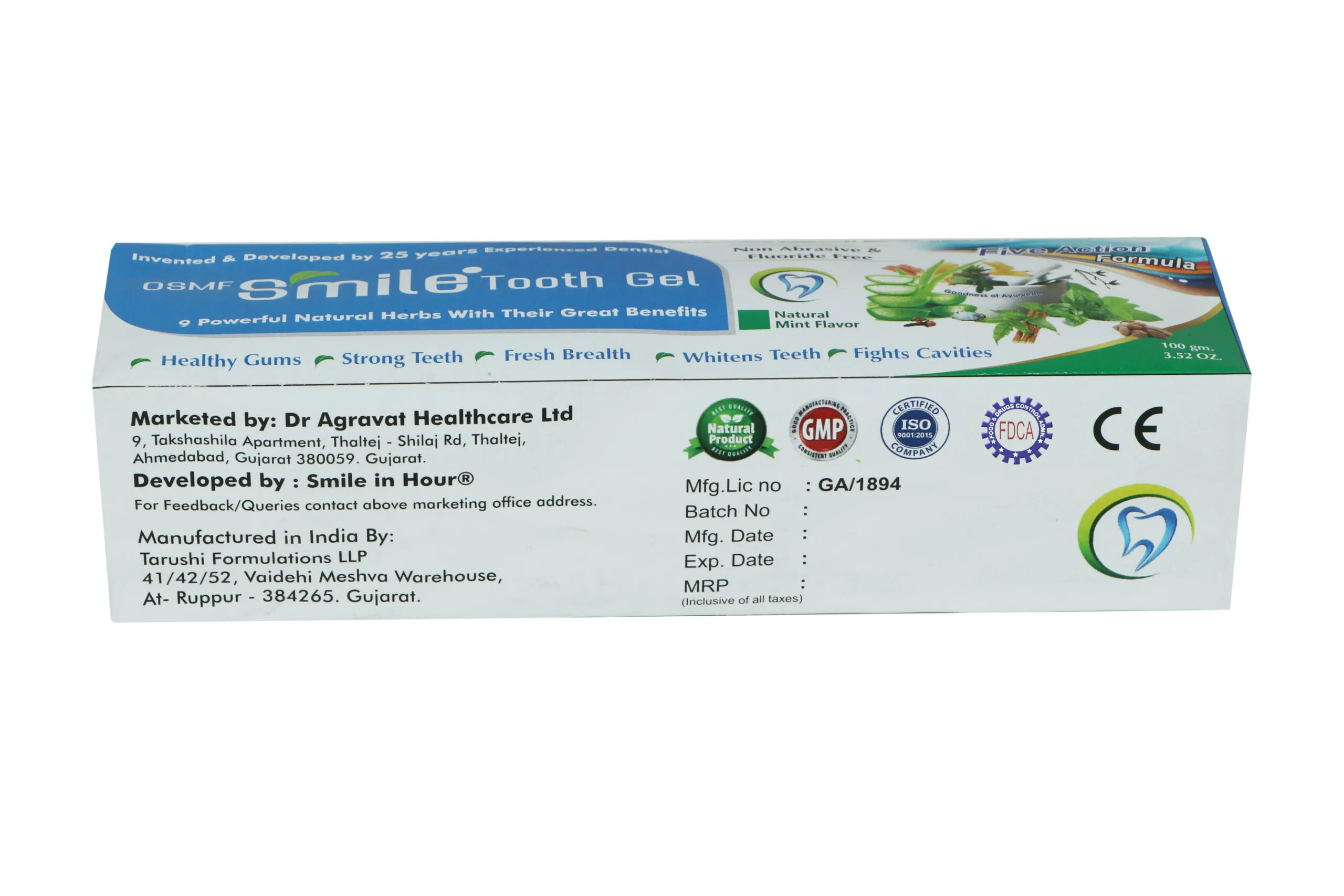 OSMF Smile Toothgel Best Toothpaste India FDCA