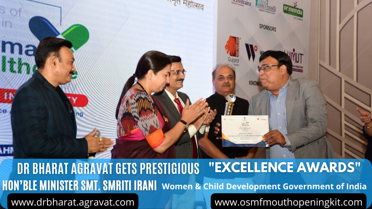 Healthcare Excellence Award Cabinet Minister Smurti Irani Oral Cancer by Agravat Store