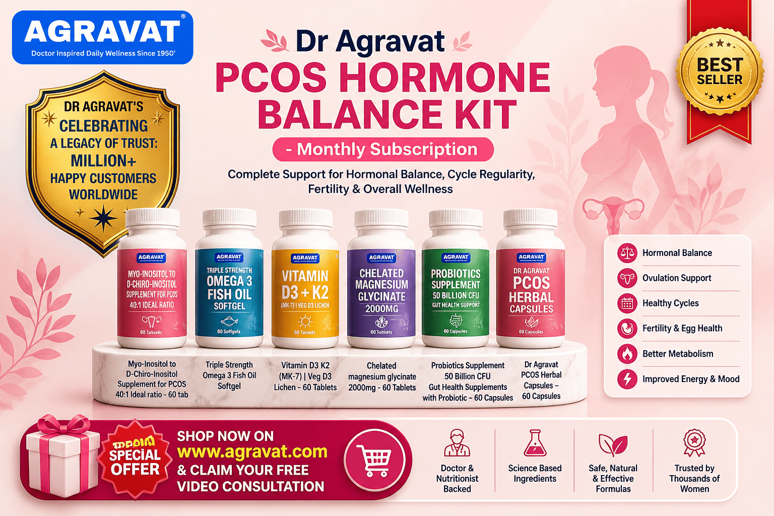 Dr Agravat PCOS Hormone Balance KIT - Monthly Subscription Ahmedabad, Gujarat, india