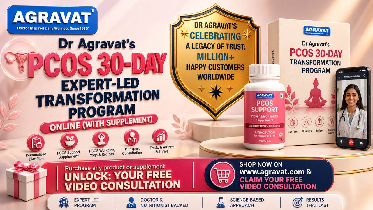 PCOS 30-Day Plan, PCOS online program. Dr Agravat’s PCOS 30-Day Expert-Led Transformation Plan Online With Supplement Ahmedabad, Gujarat, India
