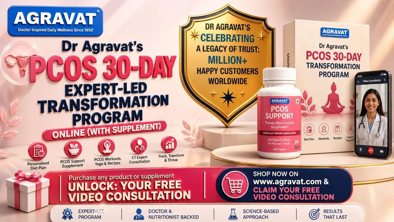 PCOS 30-Day Plan, PCOS online program. Dr Agravat’s PCOS 30-Day Expert-Led Transformation Plan Online With Supplement Ahmedabad, Gujarat, India