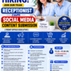 Hiring Receptionist cum Social Media Content Publishing Job AGRAVAT