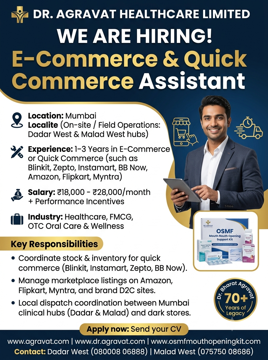 Quick Commerce and E-Commerce Assistant Jobs in Mumbai | Dr. Agravat